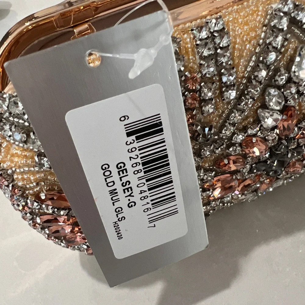 Nina Crystal Embellished Minaudiere Gelsey Clutch/Crossbody Chain Bag - Picture 6 of 15